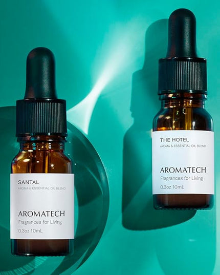 AromaTech Santal & The Hotel Set | Gift Set of Aroma Diffuser Essential Oils Blend of Santal Cardamom, Papyrus, Musk | The Hotel Peach, Red Rose, Pine - 10 Milliliter