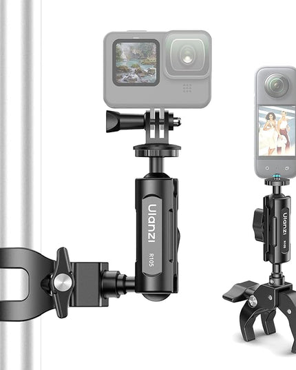 ULANZI R105 Super Clamp Camera Mount with 360° Dual Ballhead Magic Arm, Sturdy Y-Shaped 3-Claw Camera Clamp Mount for GoPro Hero 13/12/11/10/9, Insta360 X5/X4, DJI Osmo Pocket 3/2 Action 5 Pro/4