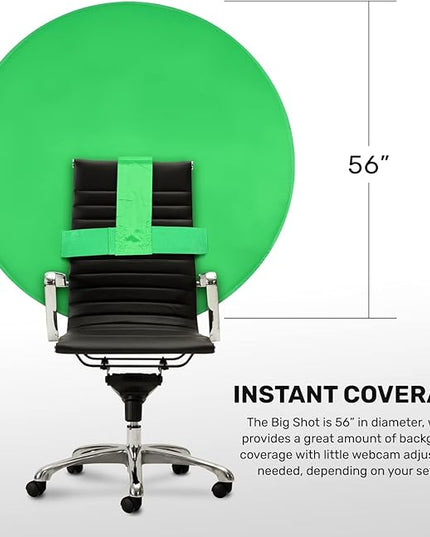 Webaround Big Shot 56" | Green | Portable Collapsible Webcam Backdrop | Attaches to Any Chair | Wrinkle-Resistant Fabric | Ultra-Quick Setup and Takedown | Perfect for Zoom, Webex, Teams, etc.