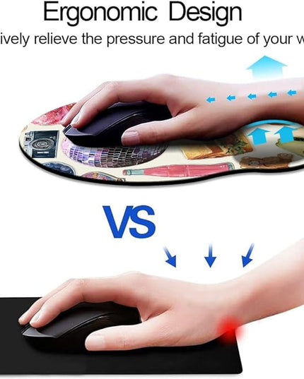 Ergonomic Mouse Pad with Wrist Support,Mouse Pad with Wrist Rest,Relieve Wrist Pain Mousepad Non-Slip Rubber Base,Mouse Pads for Desk,Computers,Laptop,Office,Home,Accessories Pink Stickers
