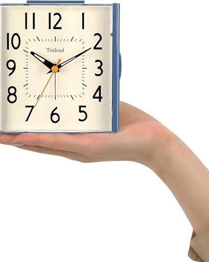 Tinload 4.7" Large Vintage Retro Analog Alarm Clock, Super Silent Non Ticking Clock with Manual Light, Snooze, Battery Operated, Simply Design, for Living Room, Bedroom, Bedside, Desk, Gift Clock