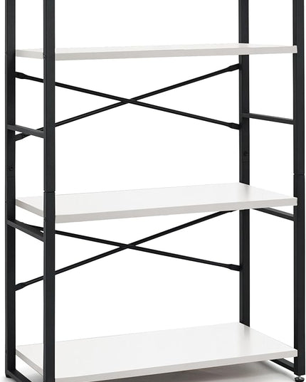CAPHAUS 3 Tier Small Bookshelf, 24 Inch Width Free Standing Shelf, Bookcase Shelf Storage Organizer, Industrial Book Shelves for Home Office, Living Room, White Shelves & Metal Frame