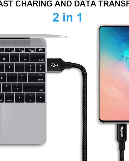 etguuds USB A to USB C Cable 6ft, 2-Pack, 3A Fast Charging Type C Charger Cord for iPhone 17 16 15 Pro Max 16e 17 Air, Samsung Galaxy S25 S24 S23 S22 S21 S20 A17 A16 A56 A55 Flip Fold, Black