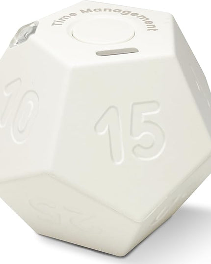 Cube Pomodoro Timer, Rechargeable Small Cute, Timer for Kids and Classroom, Kitchen, Cooking, Workout & Study Countdown, Time Management Tool (Floral White)