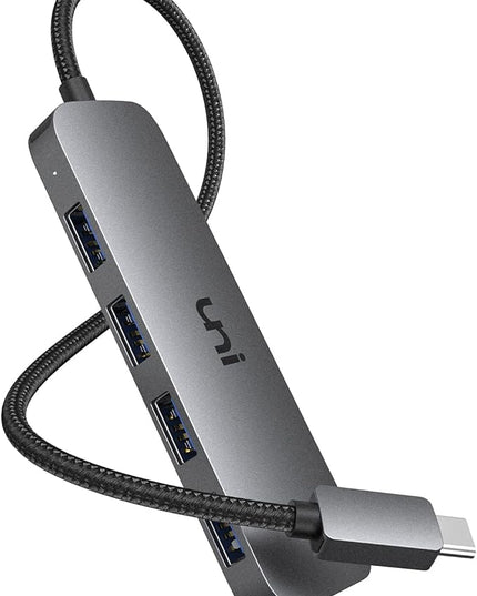 uni USB C to USB Hub 4 Ports 2ft, Sturdy Braided USB Type C to USB Adapter with 4 USB 3.0 Ports, Thunderbolt 3 to Multiport USB 3.0 Hub Adapter for MacBook Pro/Air 2020/2019, iPad Pro