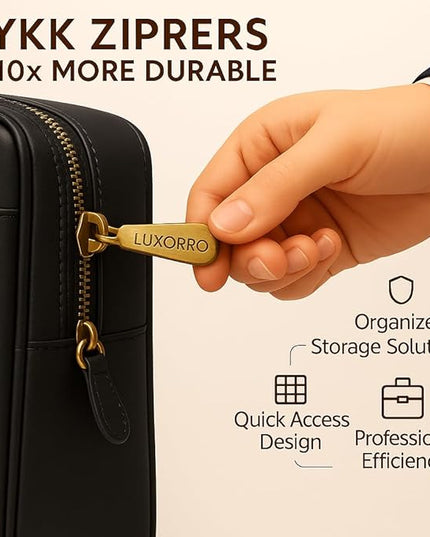 Luxorro Full Grain Leather Briefcase for Men, Top Choice Gifts for Men, Handcrafted Leather Laptop Bag with Multiple Compartments and Brass Hardware, Fits 15.6 Inch Laptop