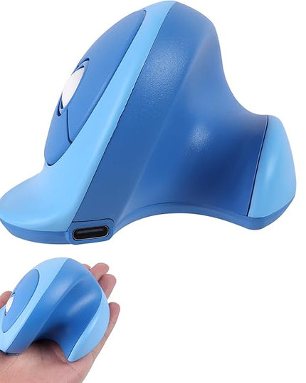 Wireless Mouse Ergonomic Vertical Mouse with Bluetooth & 2.4GHz USB Receiver 3 Buttons Rechargeable Silent Portable Optical USB Cordless Mice for Laptop PC Desktop Tablet Kids Adults Gifts (Blue)