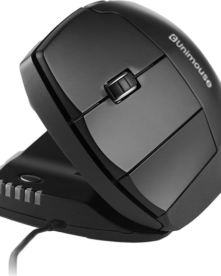 Contour Unimouse Ergonomic Vertical Mouse Adjustable 35°-70° Tilt Angle, 6 Programmable Buttons for Productivity, Customizable Thumb Rest for Wrist Pain Relief | Plug & Play Mac/PC - Wired - Left