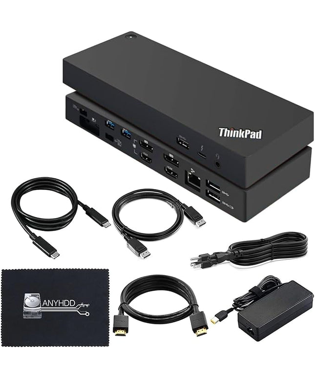 Lenovo 40AN0135US Thunderbolt 3 Dock - Gen 2 Dual UHD 4K Display with 135W Power Adapter, Thinkpad Lenovo Docking Station Dual Monitor with HDMI, DisplayPort, Thunderbolt Cable, Cloth