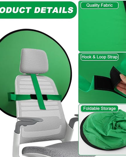 1 PC Green Screen Background, Nylon Background Screen Portable Foldable Backdrop for Live Streaming, Chair Photo Studio Solid (Green, 75cm，only Screen,NO Stand)