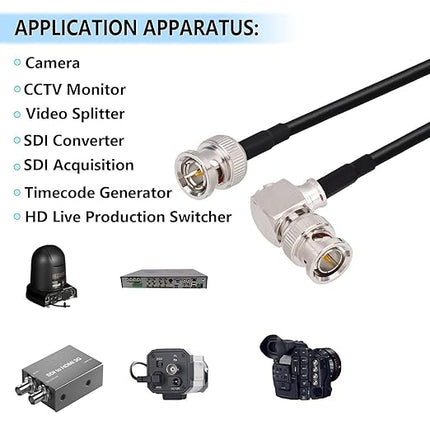 Superbat 3G 6G SDI Cable 2ft BNC Male to Male Right Angle 75 Ohm SDI Video Cable Thin & Short Belden 1855A（2-Pack for HD Camera CCTV Monitor Video Switcher SDI Splitter etc