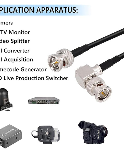 Superbat 3G/6G SDI Cable 3ft Right Angle BNC Male to Male 75 Ohm BNC Video Cable Thin Belden 1855A SDI Cable Short for HD Camera CCTV Monitor Video Switcher SDI Splitter etc 2-Pack