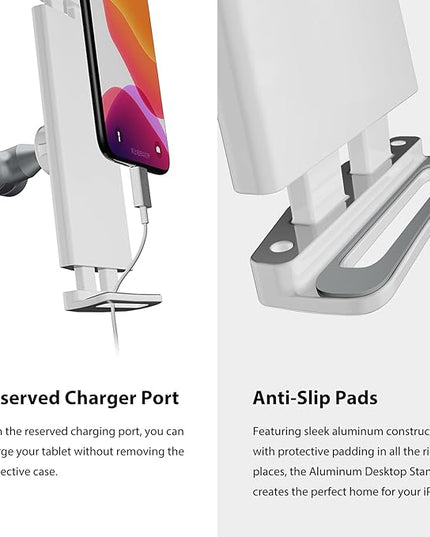 BEWISER iPad Desk Mount, Tablet Stand Holder for Desk or Bed,Rotate 360 Degrees of Flexible, Height and Angle Adjustable, Aluminium Alloy Arm Clamp Mount Compatible with4.7-15.6" Screen (Space Gray)