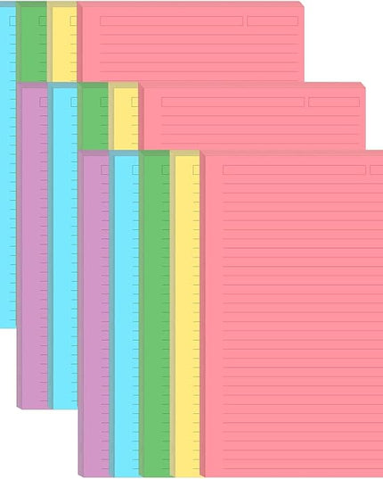 (3-Pack) Unpunched 5 Colorful Line Paper - 300 Sheets/600 Pages Loose Leaf Paper Line Refills, Per Color 60 Sheets, 5.8" x 8.5"