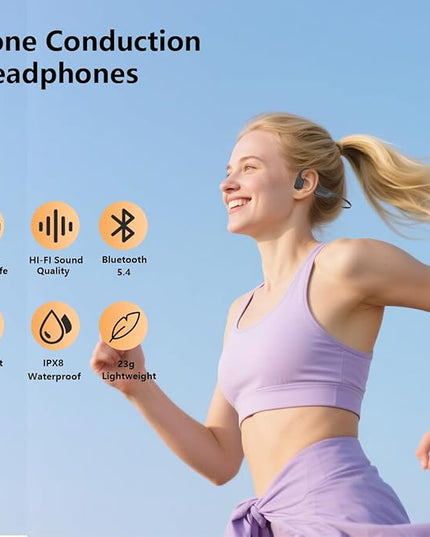 Swimming Bone Conduction Headphones, Bluetooth 5.4, Wireless Open Ear Headphones with Mic, 4GB MP3, Up to 15 Hrs Playtime, IP68 Waterproof Headphones for Running and Fitness Workout (black)