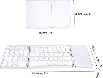 Tangxi Foldable Wireless Keyboard, Rechargeable Keyboard with Touchpad, Auto Sleep & Wake, Slim Pocket Folding Key Board for Android Wins iOS Tablet & Laptop (Silver)