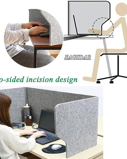 Desk Partition, Sound Absorbing and Noise Reducing Desktop Partition, 60 Cm Privacy Panel, Desk Divider, Polyester Fiber Soundproof Screen