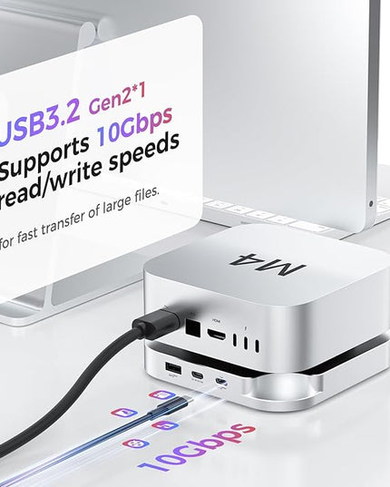 Mac mini M4 Hub with SSD Enclosure and Multi Card Reader, 10Gbps CFexpress Type B/Type A Reader, SD/TF 4.0 Slot, M.2 NVMe Enclosure,USB-C, USB-A, Dock for Content Creator, Photographer, Professional