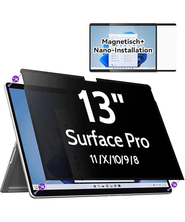 IPROKKO Magnetic Privacy Screen for Microsoft Surface Pro 11/10/9/8/X, Surface Pro Privacy Filter 13 Inch, Anti-Glare Blue Light Laptop Computer Monitor Screen Protector