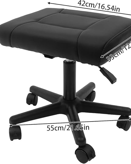 TFCFL Adjustable Height Foot Rest Stool with 5 Wheels, Footrest Stool Under Desk, Office Foot Chair with Soft Cushion, Ergonomic Footstool for Home, Office, Massage Parlors, Beauty Salons