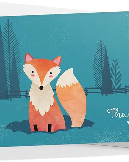 Twigs Paper Thank You Card Set - 12 Assorted Greeting Cards For All Occasions - Thank You Cards with Envelopes - Appreciation Cards - Eco Friendly - Made In USA - 5.5 x 4.25 Inch - Woodland Animals