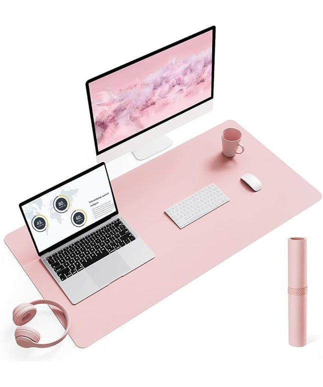 Writing Desk Pad Protector, YSAGi Anti-Slip Thin Mousepad for Computers,Office Desk Accessories Laptop Waterproof Desk Protector for Office Decor and Home (Pink, 35.4" x 17")