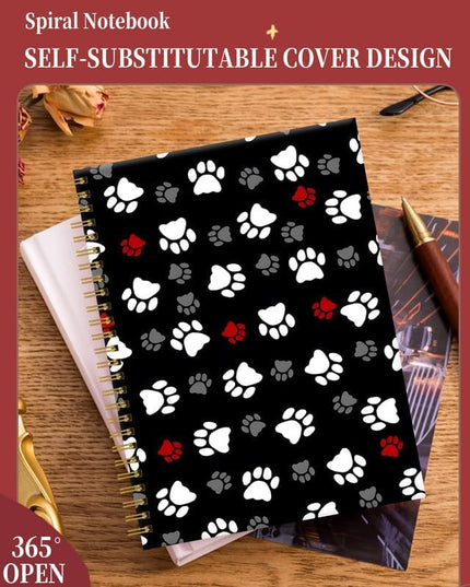 Spiral Journal Notebook for Women,A5 College Ruled Notebooks 6"x 8.4", 120 Pages (60 Sheets) Lined Journal with Premium Thick Paper,Perfect for School Office Home(Cute Dog Paws Animal)