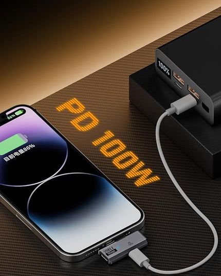 AreMe USB C Splitter (Not for Video), 2-in-1 Dual USB C Headphone and Charger Adapter Audio Dongle with PD 100W for Rog Ally, Steam Deck, iPhone 15/16, iPad (Grey)