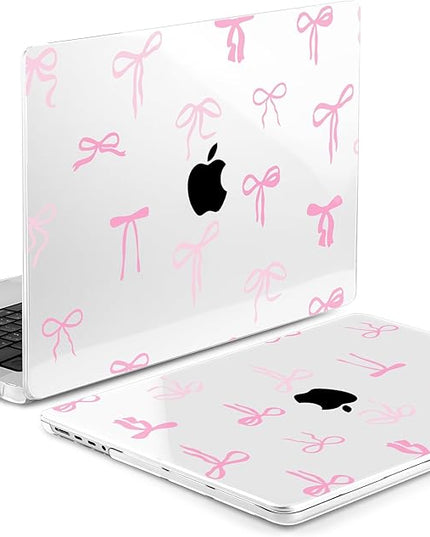 DONGKE Case for M5 MacBook Pro 14 inch 2025 2024-2021 M4 M3 M2 M1, Plastic Hard Shell Cover Compatible with A3434 A3112 A3401 A3185 A2992 A2779 A2442, Retina XDR Display & Touch ID, Pink Bows