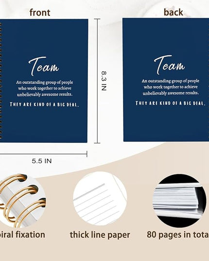 Navy Blue Meeting Notebook for Work, Employee Appreciation Gifts, Team Gifts for Employees, Journals for Writing, Thank You Gifts for Women Men Leader Boss Manager Mentor Coworkers, 5.5"x8.3"