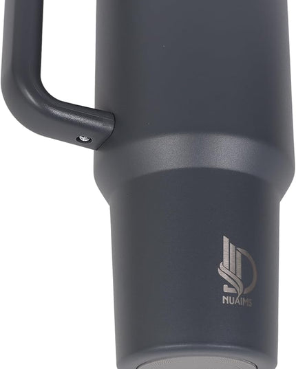 40oz Insulated Tumbler with Handle, Leakproof Straw Lid & Carry Handle - Double Wall Vacuum Insulation Keeps Ice 24 Hours, BPA Free Stainless Steel Water Bottle (Charcoal)