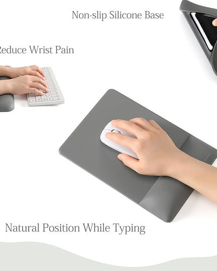 UnivoColors Design-Wave Set of Keyboad Wrist Rest & Mouce Pad,Artificial Sheepskin+Memory Foam+Ergonomic+Anti-Slip Gel, Resilience Support During Work and Gaming,Keyboard Accessory,Grey