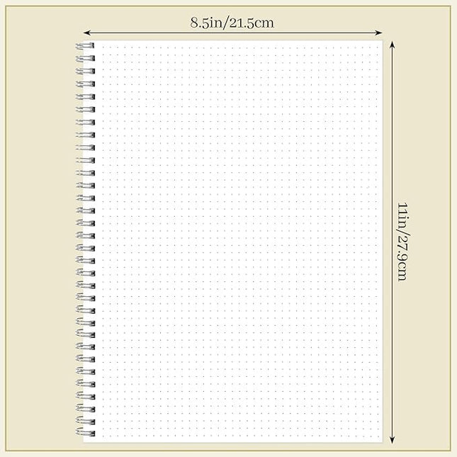 BESARME 80 Sheets A4 Dot Grid Spiral Notebook, 2PCS Dotted Notebook 8.5" × 11" College Ruled Grid Notebooks for School Office