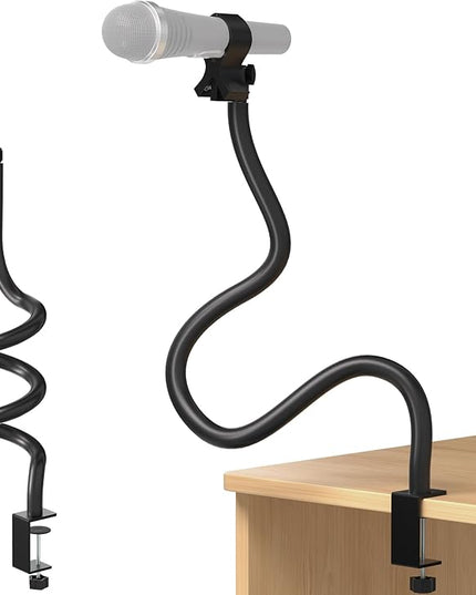 Microphone Stand,50 cm Long Flexible Gooseneck Arm Desktop Clamp Mount,Universal Heavy Duty Mic Clip Holder 3/8" to 5/8" Adapter,Compatible with Shure/Fifine/HyperX /AT2020 /Pyle/Blue Snowball/Razer