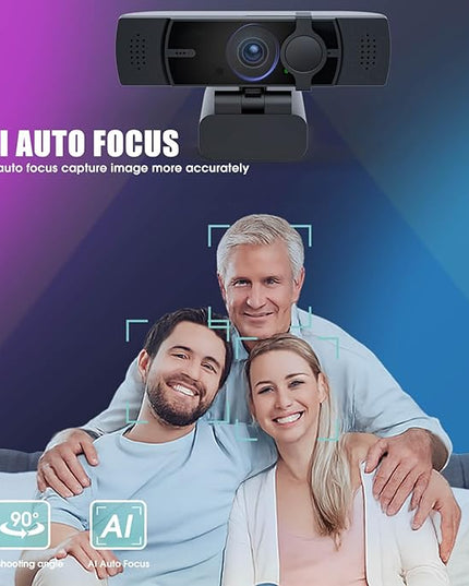 4K Webcam for PC & Laptop - Ultral HD 4K, AI Autofocus, Support DZoom and ePTZ, Built-in Noise-Canceling Mics and Slidable Privacy Cover for Business Meetings, Conferencing & Video Calls
