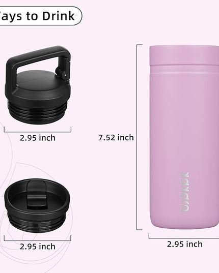 BJPKPK Insulated Water Bottle with 2 Lids,20 oz Double Wall Stainless Steel Vacuum Tumbler Travel Coffee Mug,Wide Mouth Thermal Cup,Light Pink