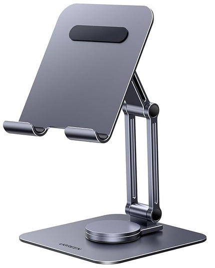 UGREEN Tablet Stand for Desk Swivel with 360° Rotating Base Tablet Holder Aluminum Portable Stand Adjustable Home Office Accessories Compatible with iPad Pro 11 Air Mini 6 5 Grey