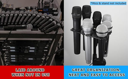 Joyvio Multi Mic Holder for Wired and Wireless Mics, Organizes Up to 7 Mics, Aluminum, Black