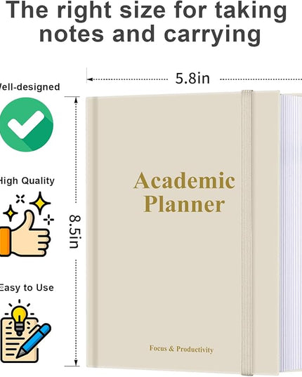 Academic Planner for 2026 or Anytime – A5 Undated Weekly Student Planner For Homeschool, High School, College & Nursing Students, 200 Pages, 5.8" x 8.5", Beige