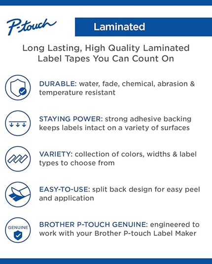 Brother P-touch Genuine TZe-FX241, ~3/4" (0.7") Black on White Flexible Cable/Wire Laminated Tape –26.2 ft(8m) (TZEFX241)