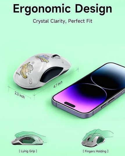 memzuoix 2.4G LED Wireless Mouse, Rechargeable Ergonomic Mouse with Detachable Cover, 1200 DPI Portable Optical Computer Mouse with USB Receiver for Laptop/PC/Desktop/MacBook, 5 Buttons-with Stickers