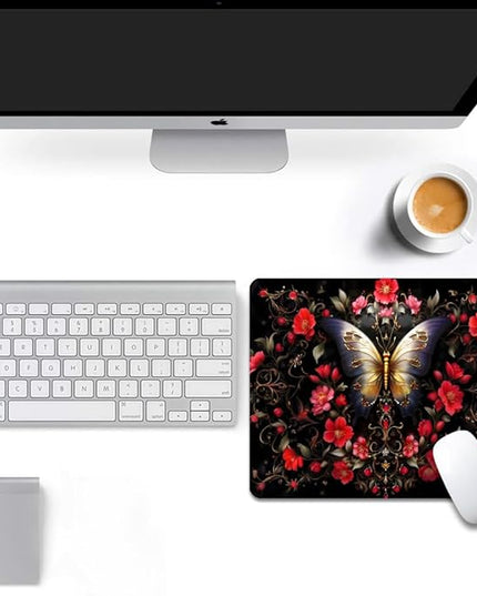 Black Butterfly Square Mouse pad, Texture, Waterproof, Anti Slip Rubber Base, Computer Mouse pad, Laptop Mouse pad