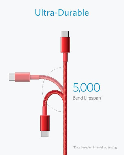 Anker Cable [2 Pack, 6FT], USB A to USB C Cable for iPhone 17 Series,Samsung Galaxy S10 S10+, LG V30, Beats Fit Pro and More (Red)