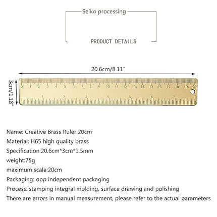8 Inch Metal Rulers Straight Ruler Office School Students Stationery