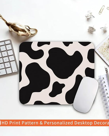 Square Mouse Pad Black Cow Print,Personalized Premium-Textured Custom Mouse Mat Design,Washable Mousepad Cloth,Non-Slip Rubber Base Computer Mouse Pads for Wireless Mouse