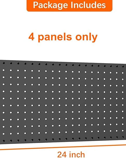 WALMANN Metal Pegboard Panels for Wall Tools Storage Pegboard for Garage, Workbench, Modular Peg Board Tool Organizer Board (Black 12"*24", Pack of 4)
