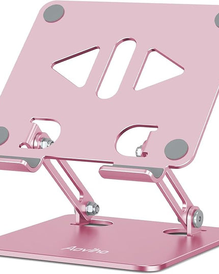 Tablet Stand Holder for Desk, Adjustable Desktop Tablet Holder, Foldable Aluminum Tablet Mount for iPad pro 12.9, iPad Air Mini, Samsung Galaxy Tabs Z Fold Kindle Fire,4-12 inch, Rose Gold