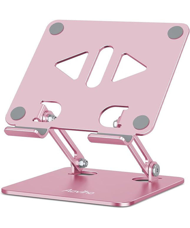 Tablet Stand Holder for Desk, Adjustable Desktop Tablet Holder, Foldable Aluminum Tablet Mount for iPad pro 12.9, iPad Air Mini, Samsung Galaxy Tabs Z Fold Kindle Fire,4-12 inch, Rose Gold