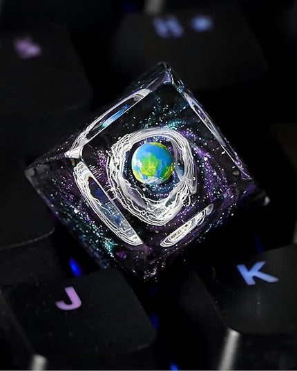 Earth Artisan Keycap R1 SA Profile Custom Solar System Planets Keycaps 1U ESC Handmade Resin Gaming Planet Galaxy Key Cap Cherry MX Switch Compatible Mechanical Keyboard Space Lover Gift