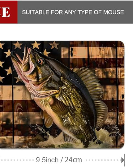 Wooden American Flag Fish Square Mouse pad, Texture, Waterproof, Anti Slip Rubber Base, Computer Mouse pad, Laptop Mouse pad